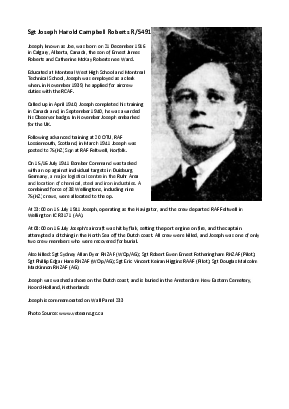 A preview of a PDF biography for Roberts, Joseph Harold Campbell